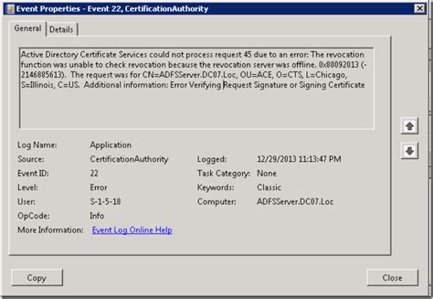 the revocation status of the smart card|smart card revocation error.